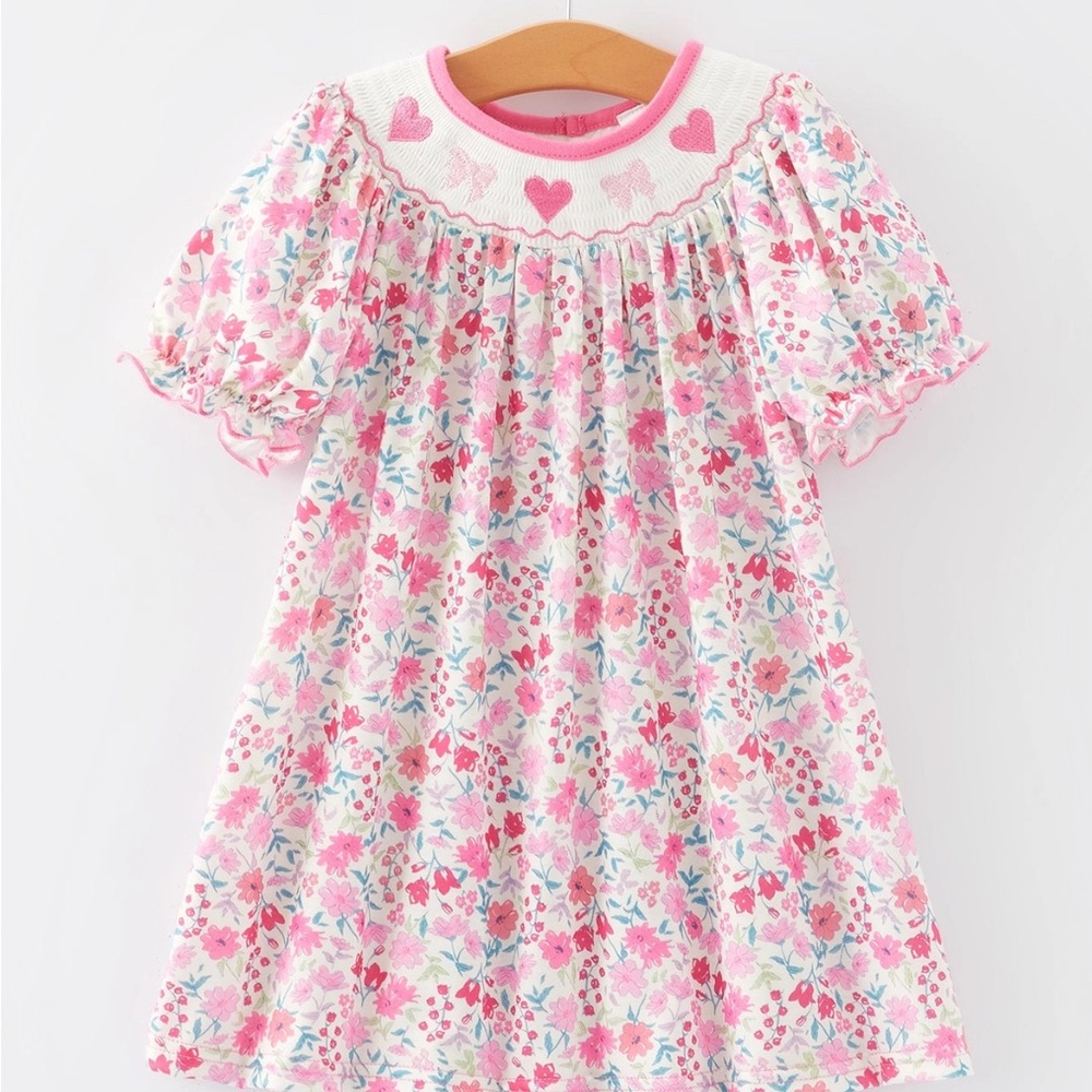 Floral Pink and White Dress